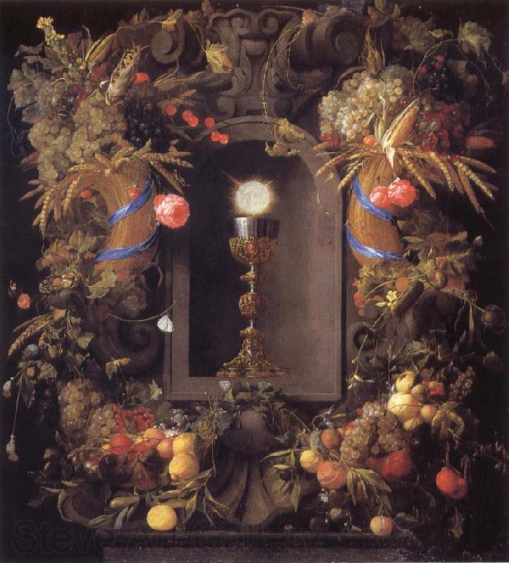 Jan Davidsz. de Heem Chalice and the host,surounded by garlands of fruit Norge oil painting art